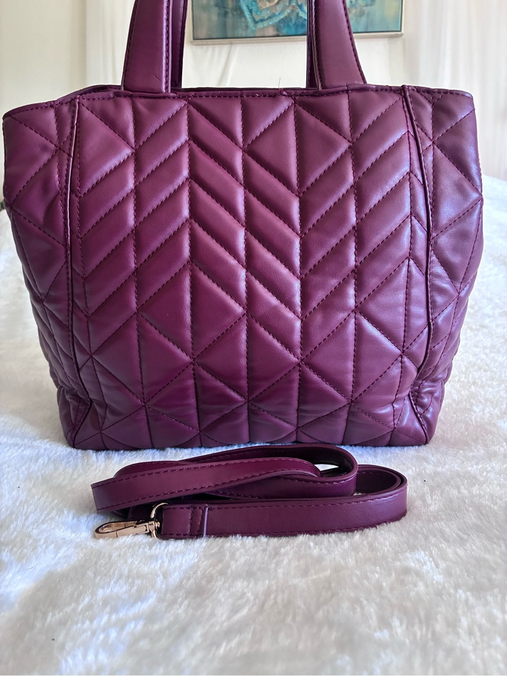 Urban Expressions Quilted Tote in Plum